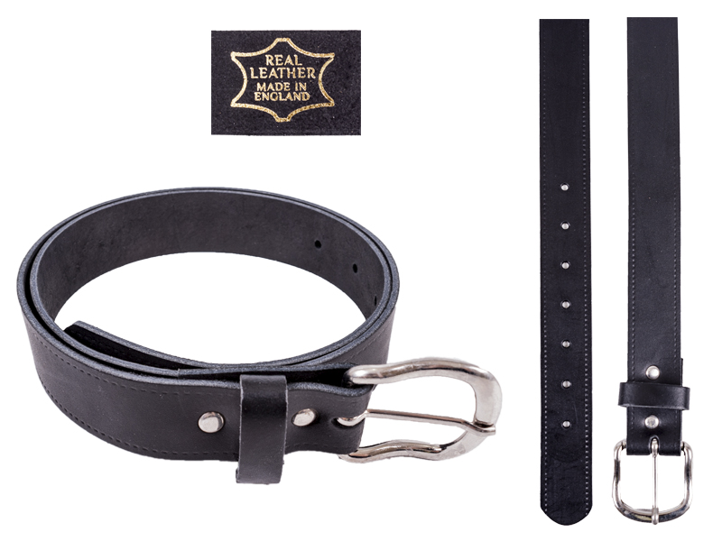 (image for) 1.25" Black English Real Leather Belt Size 3XL
